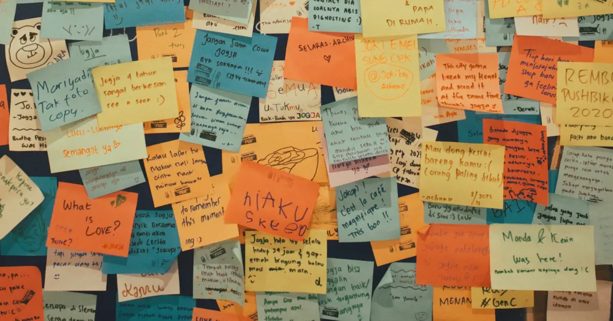 A board covered in handwritten notes.