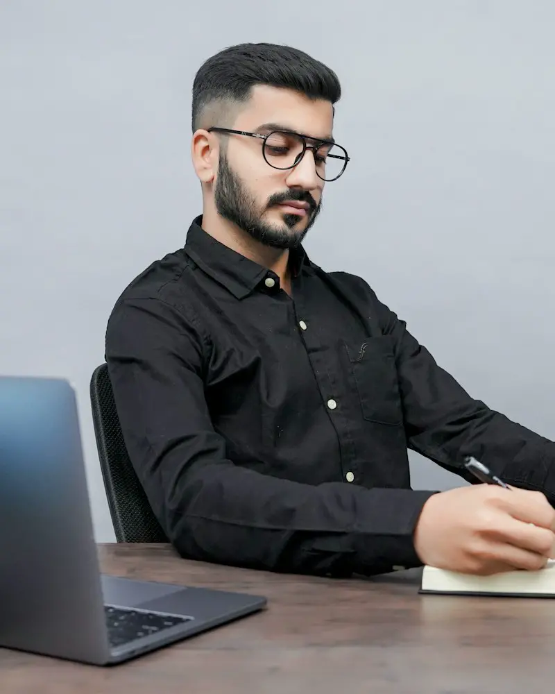 A banking and government-job aspirant going through notes.